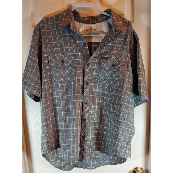 Orvis Other - Orvis Grey Check Vented Short Sleeve Button Down Shirt X-Large